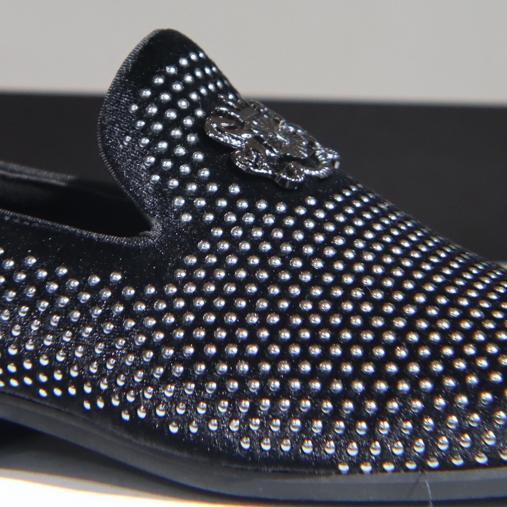 Mario Rossi black and silver spotted shoes